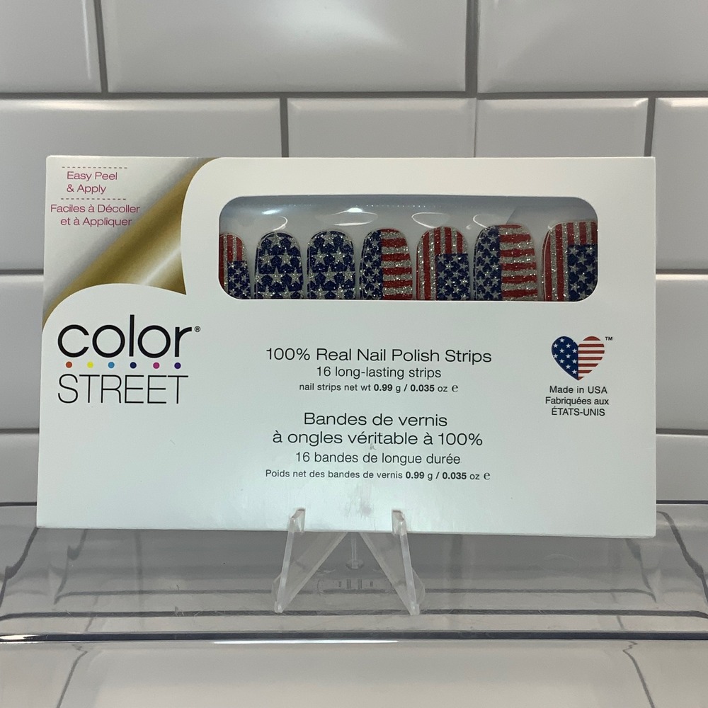 Color Street Flagtime Gal FDG327 Nail Polish Strips Red White Blue 16 Count